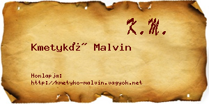 Kmetykó Malvin névjegykártya
